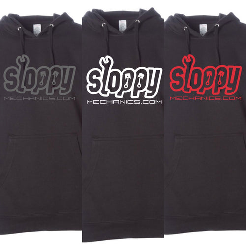 Black Sloppymechanics.com w/ grey Logo Pullover Hoodie