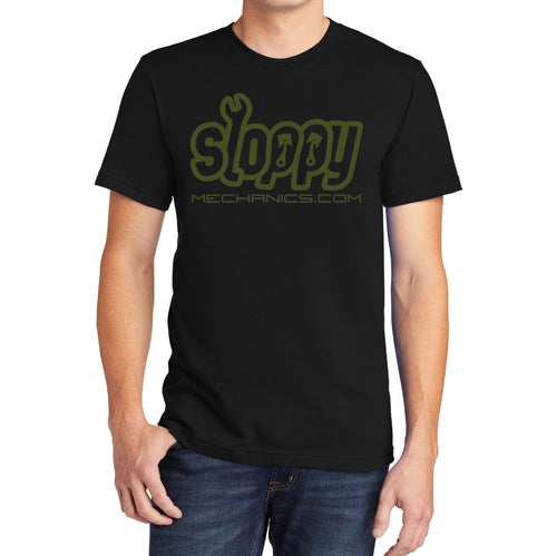 Black Classic Sloppymechanics.com T-Shirt w/ Green logo