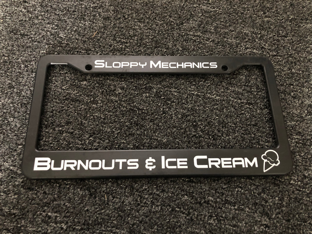 Sloppy Mechanics Burnout license plate frame